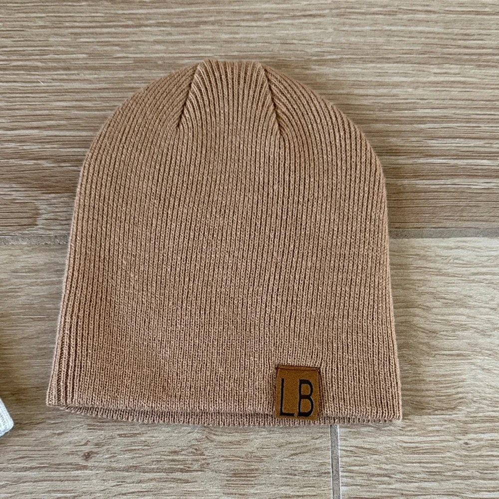 2 Little Bipsy Knit Beanie Set - White and Tan